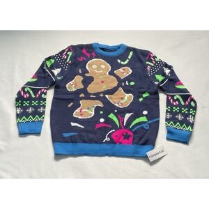 Simplee Kids Ugly Christmas Sweater‎ Knitted Pullover Womens Medium Navy  Green